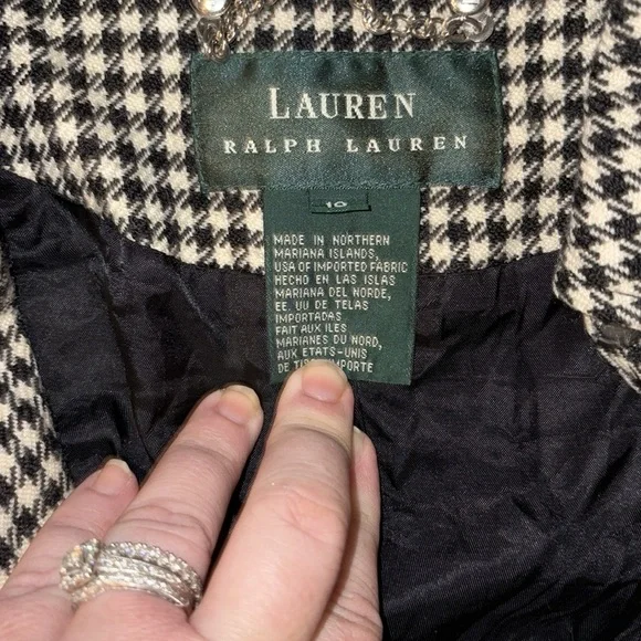 Ralph Lauren 100% Wool Jacket Houndstooth Women's Size 10 - Picture 5 of 7